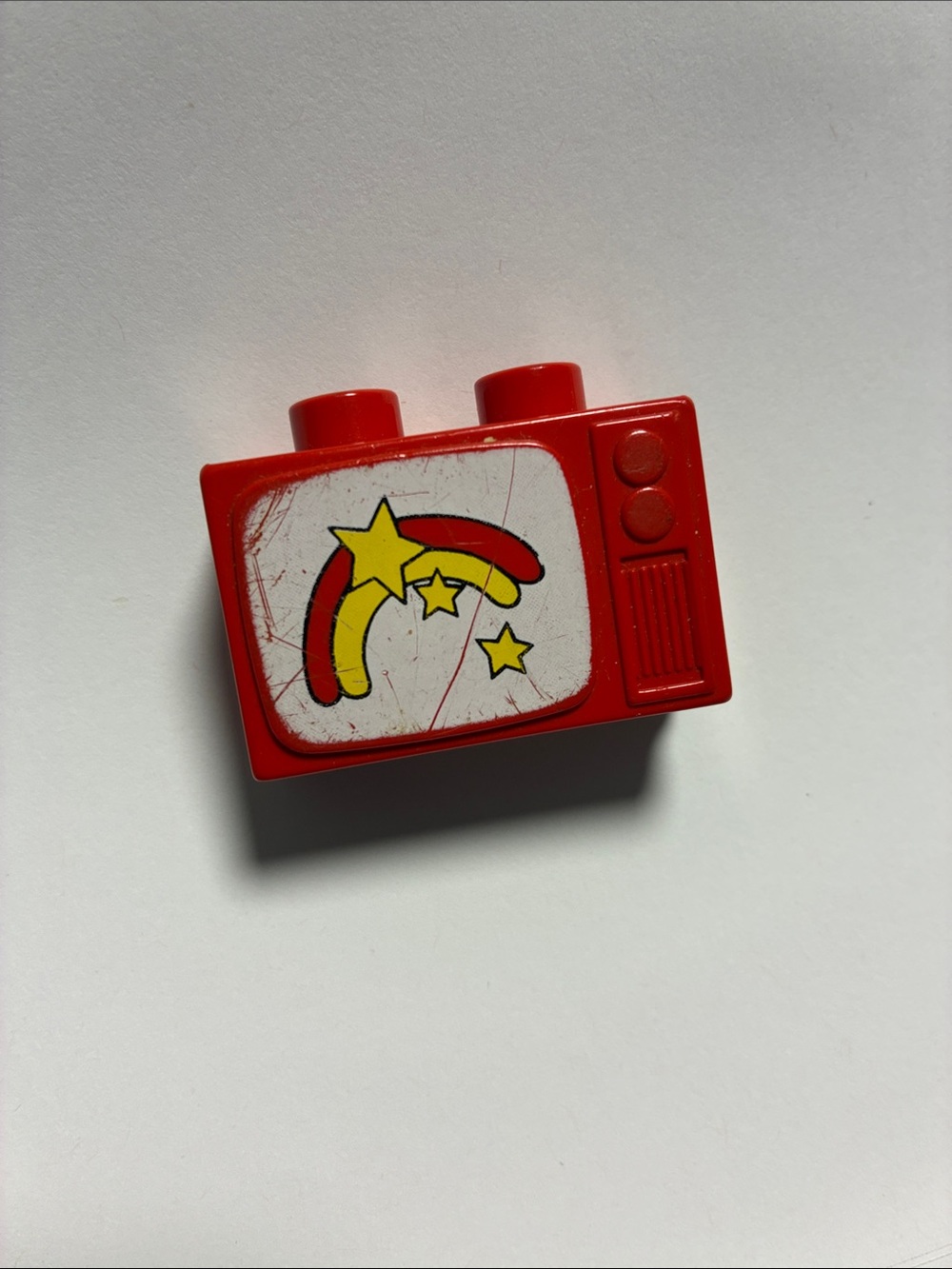 Rare Vintage 1980s LEGO Duplo Red Television Accessory Block 4916pb01